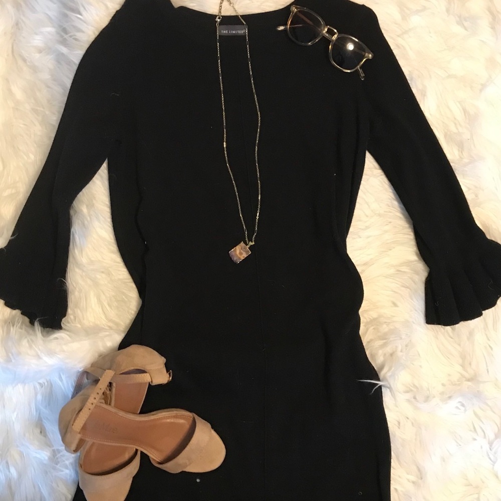 Black Ruffle Sweater Dress
